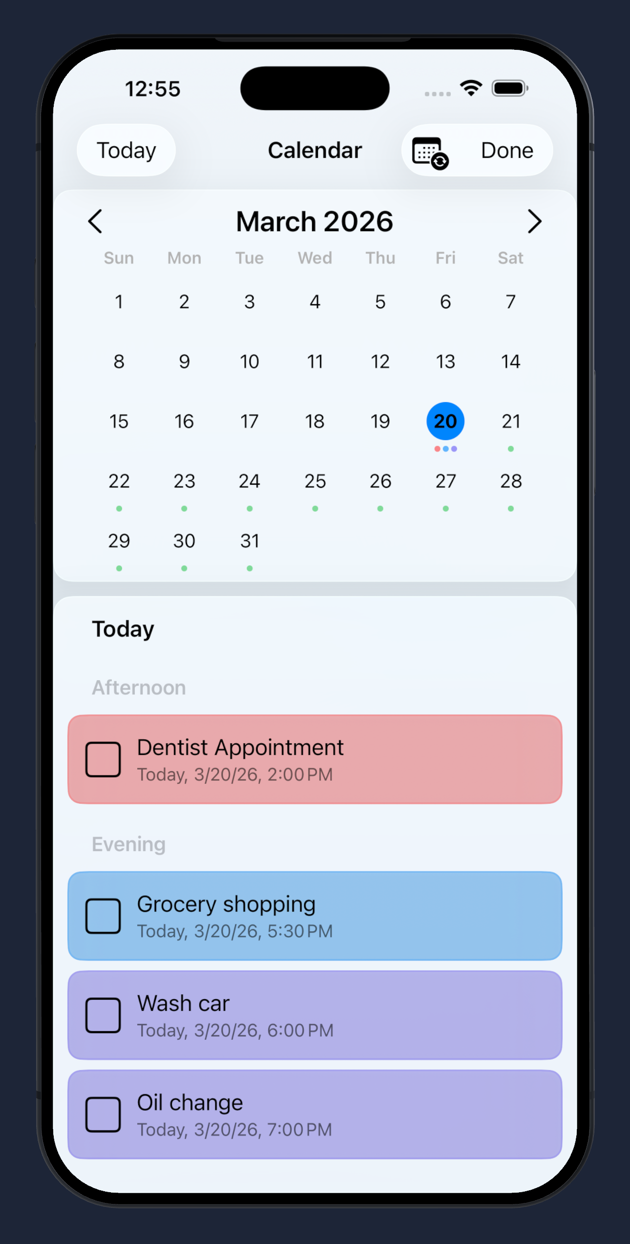 Calendar view