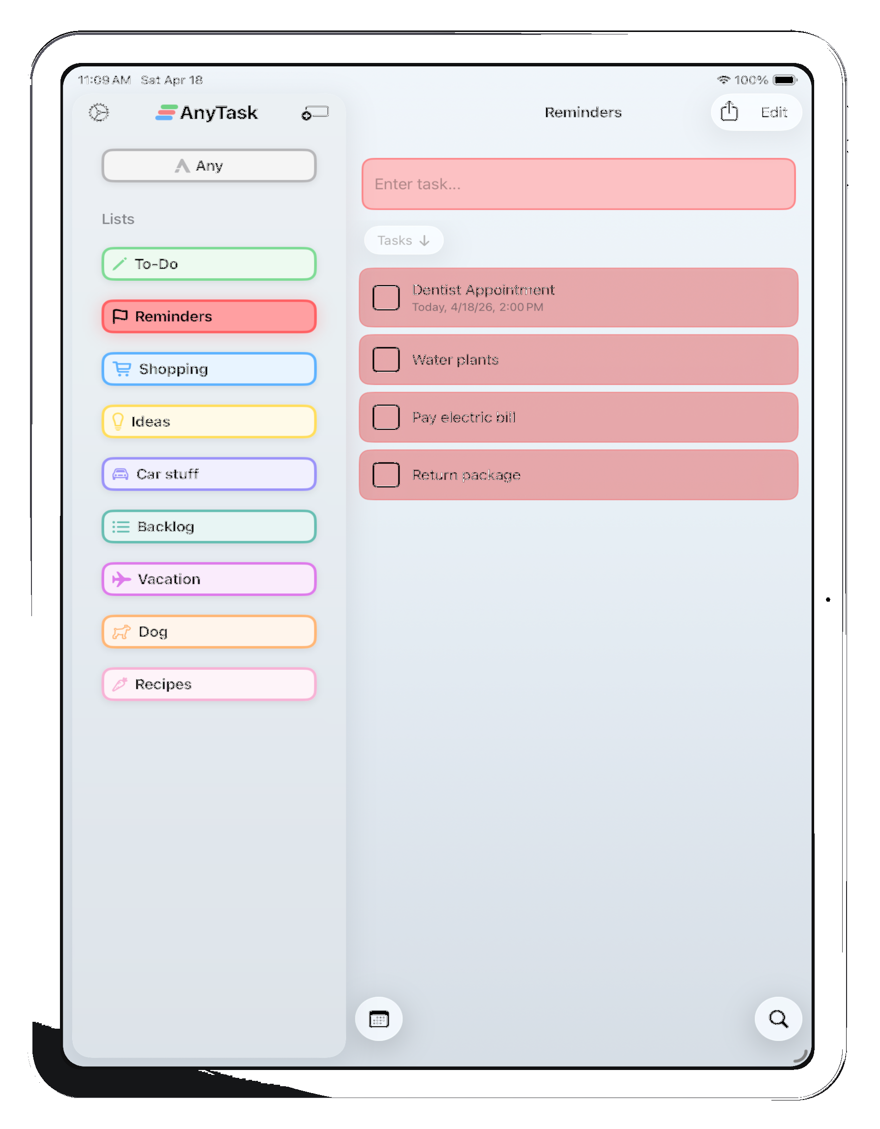 AnyTask on iPad