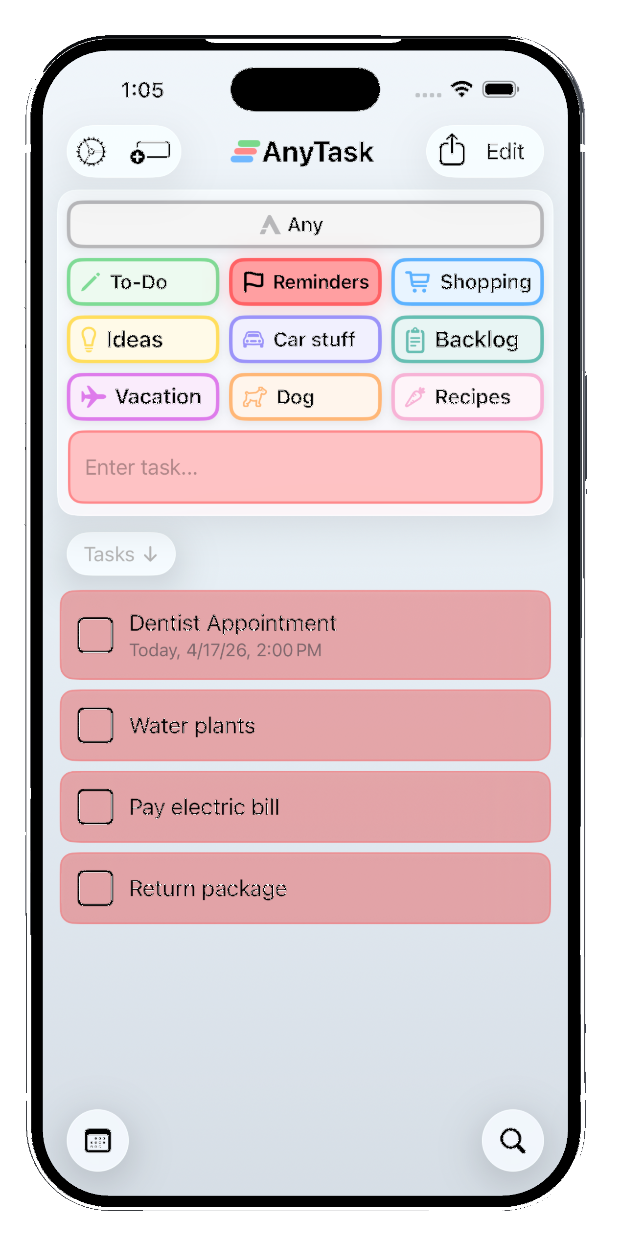 AnyTask on iPhone